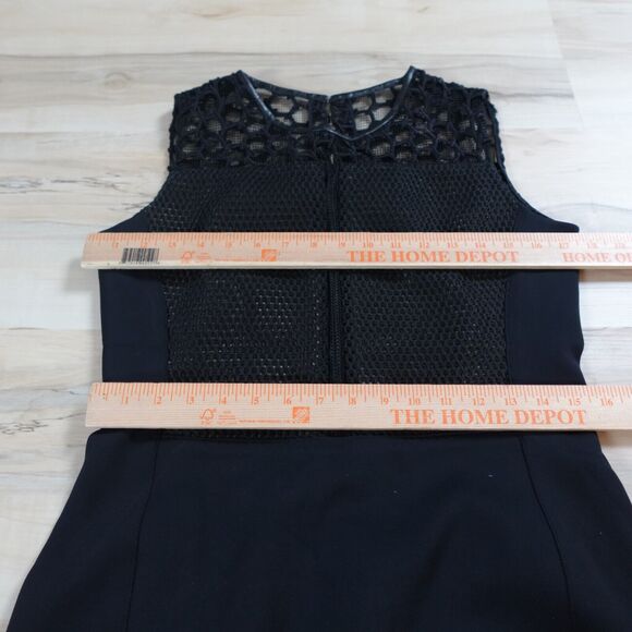 REED KRAKOFF Women 8 Dress Sheath Lamb Leather Silk Mesh Top Sleeveless Blacke - Picture 8 of 11